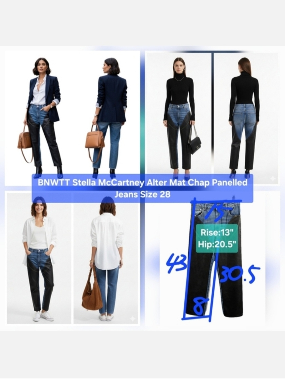 BNWTT Stella McCartney Alter Mat Chap Panelled Jeans Size 28